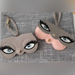 Leather Eyeglasses Case Bag Keychain Charm Decoration Pendant Gift Acces…